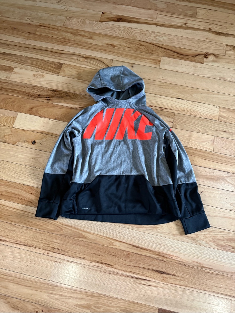 Nike Gray and Red Colorblock Hooded Pullover XL
